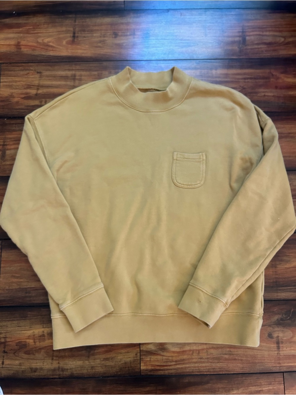 Madewell Small Mustard Yellow Garment Dyed Mockneck Sweatshirt Cotton Sz Small